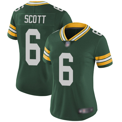 Green Bay Packers Limited Green Women #6 Scott J K Home Jersey Nike NFL Vapor Untouchable